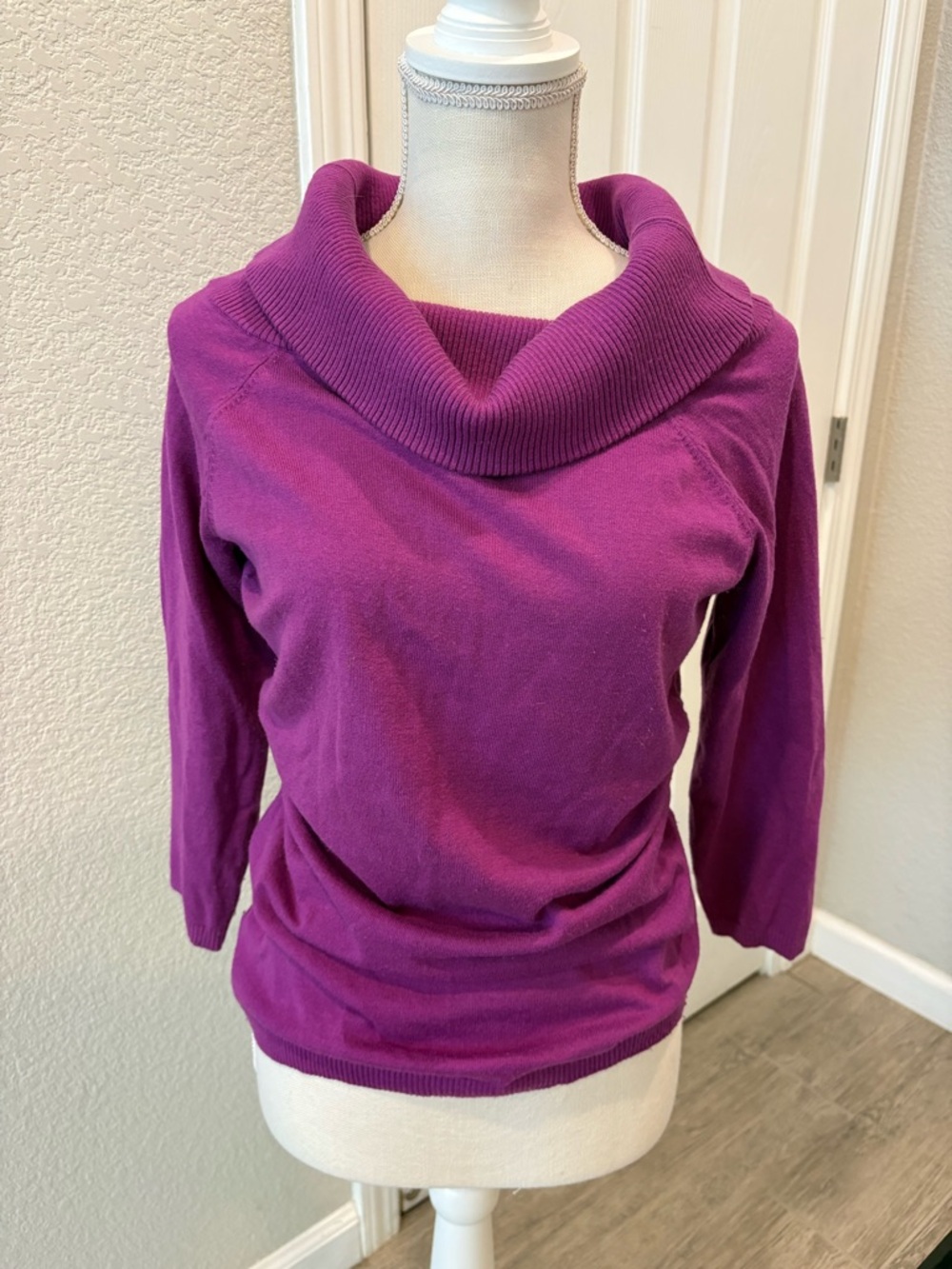 Ann Taylor Magenta Cowl Neck Sweater